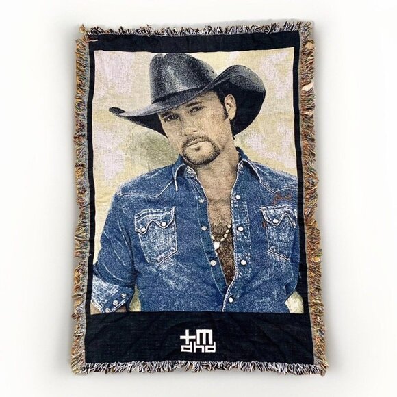 Tim McGraw Country Music Tapestry Blanket Throw Fringed 50x35” Pure Country Weav - Picture 1 of 3